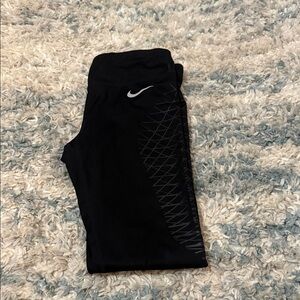Nike Kids Black Leggings with Gray Pattern